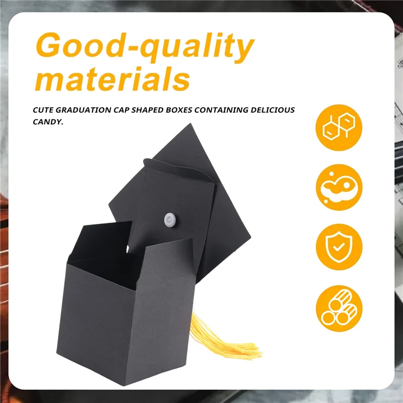 AC62-25Pcs DIY Paper Graduation Cap Shaped Gift Box Sugar Chocolate Box For Graduation Party Favor Cap Bachelor Hat Wedding Cand