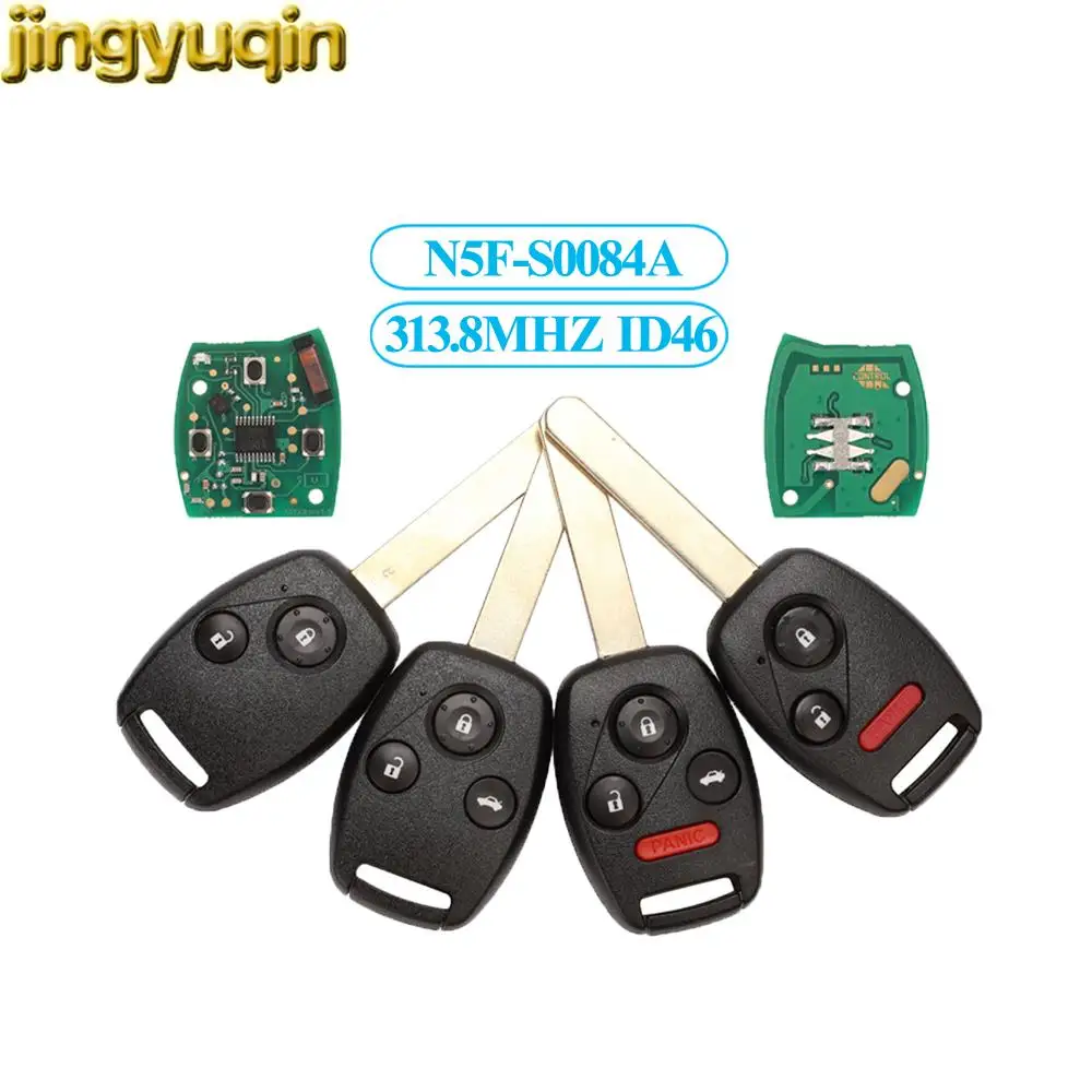 

Jingyuqin 2/3/4 Buttons Remote Key Fob N5F-S0084A/KR55WK49308 313.8MHZ ID46-PCF7961 For Honda Accord Civic Stream (RN) 2006-2011