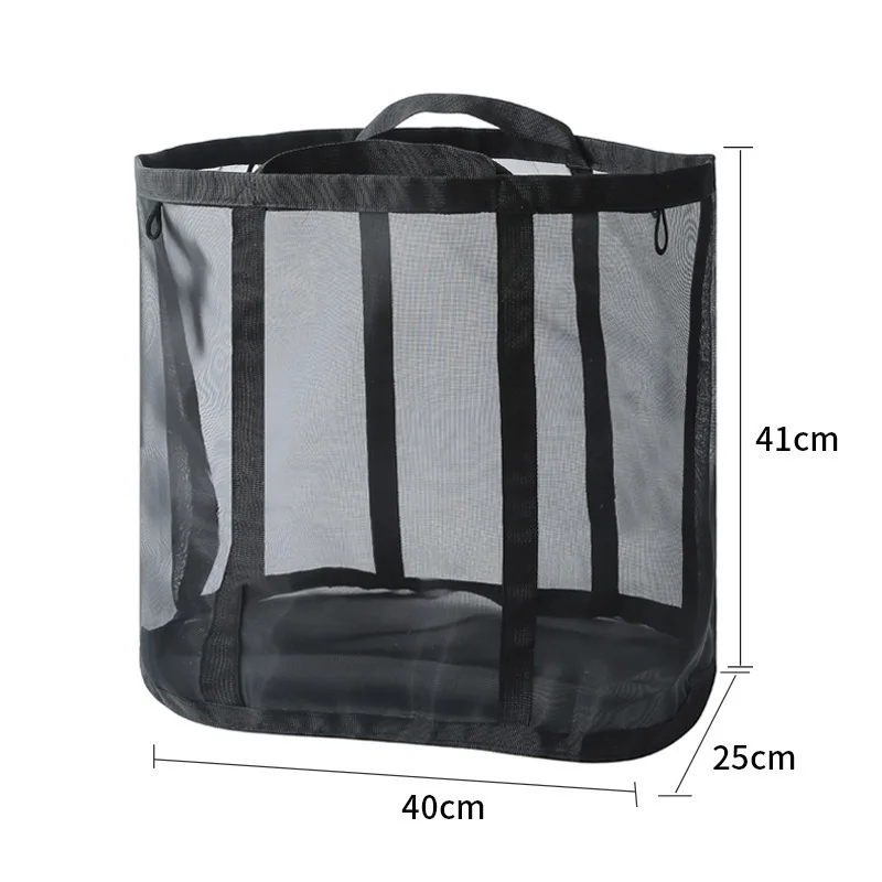 سلة غسيل شبكية من النايلون، قابلة للتنفس وقابلة للطي على الحائط، مناسبة لأنواع الغرف المختلفة، منظم تخزين الملابس القذرة #6