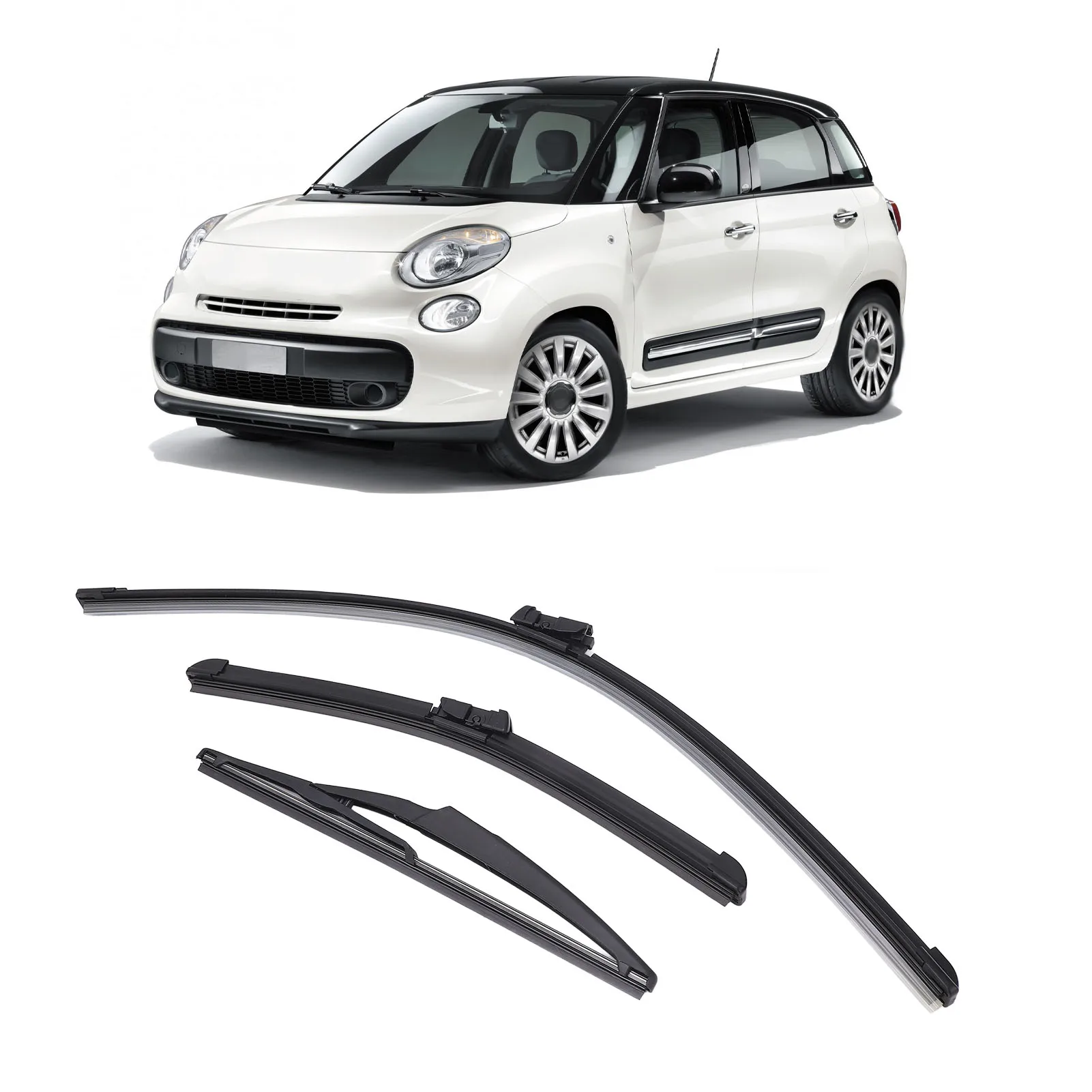 Front Rear Windscreen Wiper Blades Soft Rubber Windshield Rain Brushes Replacement for Fiat 500 500C 500L 2009 to 2023