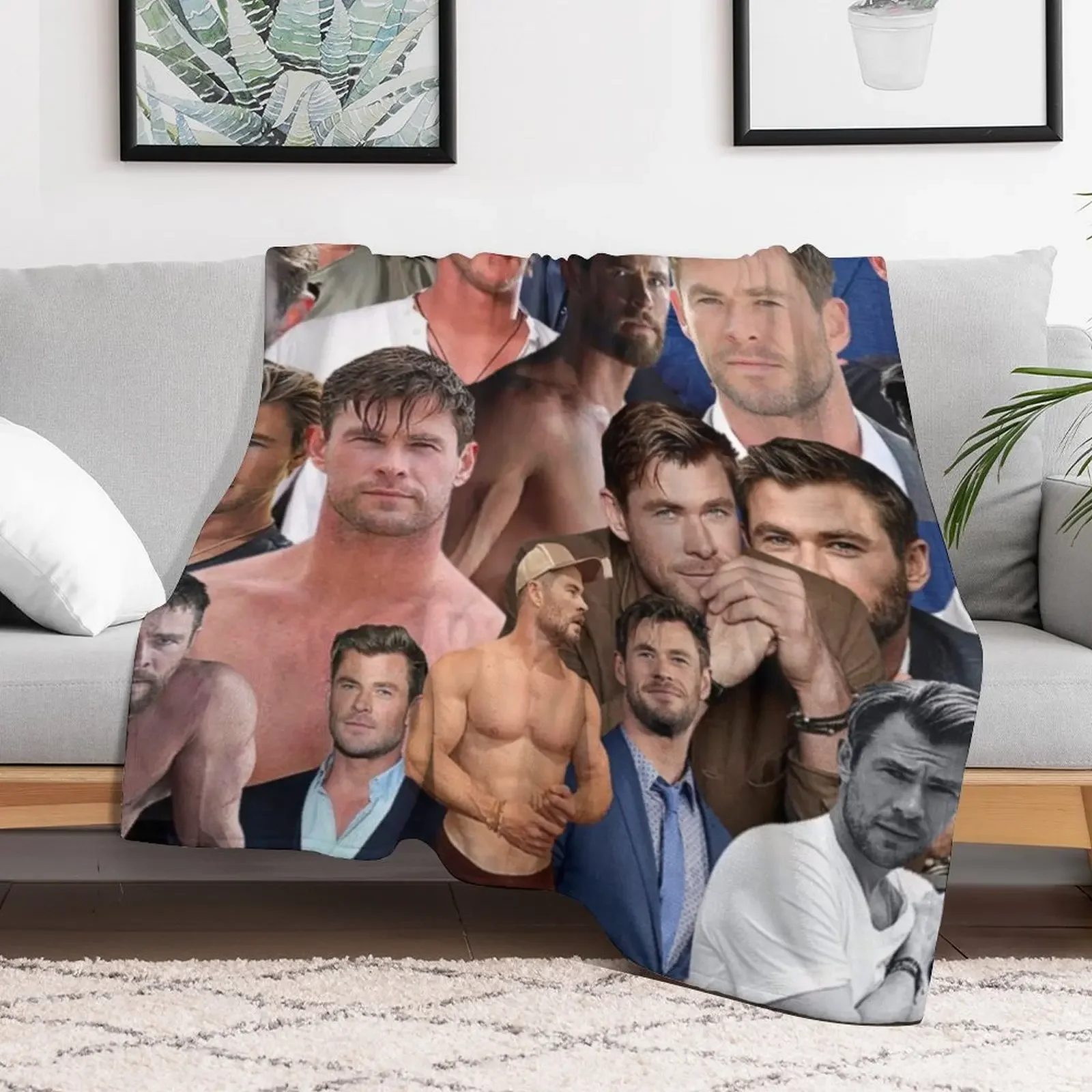 chris hemsworth photo collage Throw Blanket Extra Large Throw Flannel Blankets