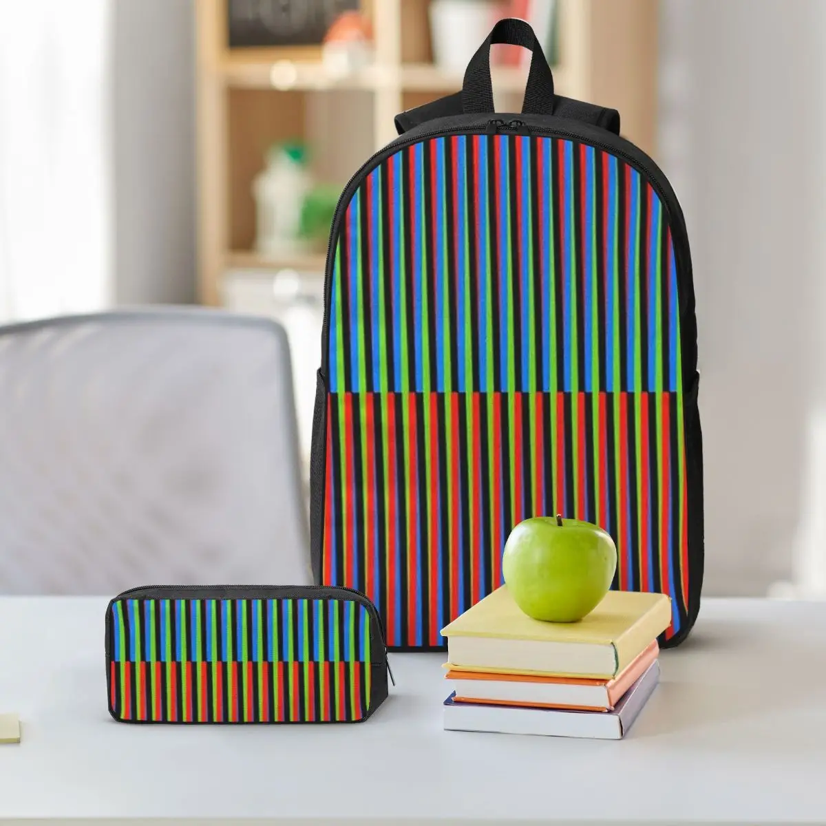 Soft Maiquetia Venezuela Cruz Diez Backpack Student BookBag School Bag Shoulder Bags 3ps Insulated Lunch Bag Pencil Case