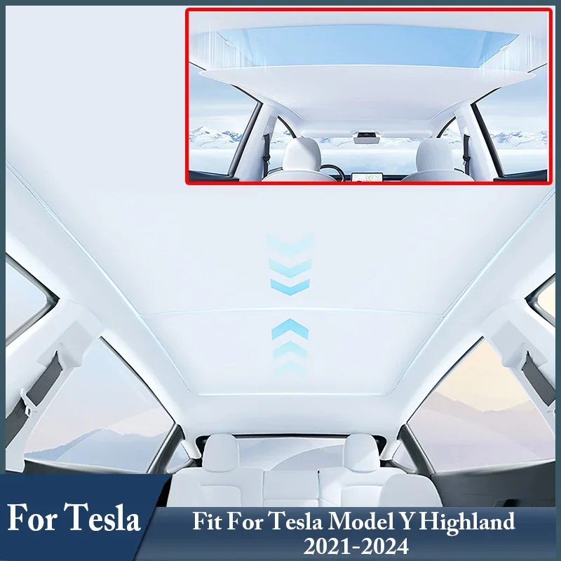 

Magnetic Roof Glass Sunscreen Curtain Front Rear Roof Skylight Sunshade For Tesla Model 3 Y Highland 2021-2025 / Y Juniper 2025