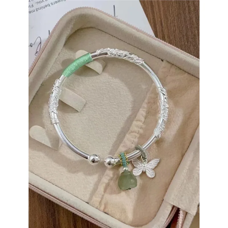 

Silver S999 Floral Style Woven Open Solid Bracelet Women Sweet Design