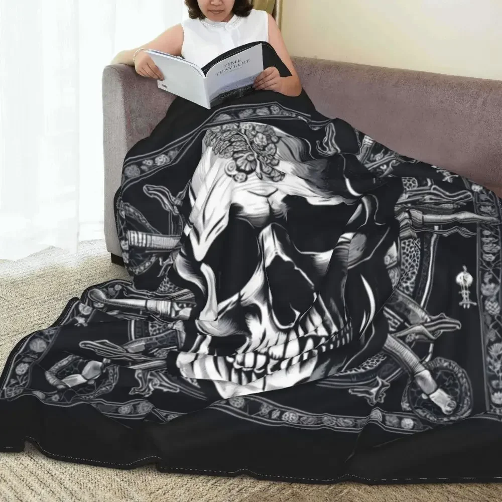 

Spooky Skull Flannel Blanket Metal Skeleton Killer Warm Soft Bedding Throws for Outdoor Picnic Funny Bedspread Sofa Bed Cover