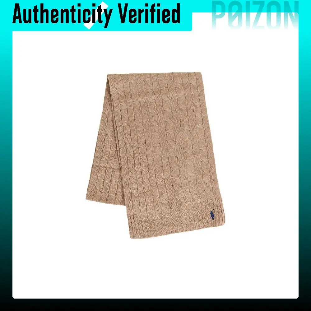 Polo Ralph Lauren Wool Knit Scarves Unisex Camel WC0641 220