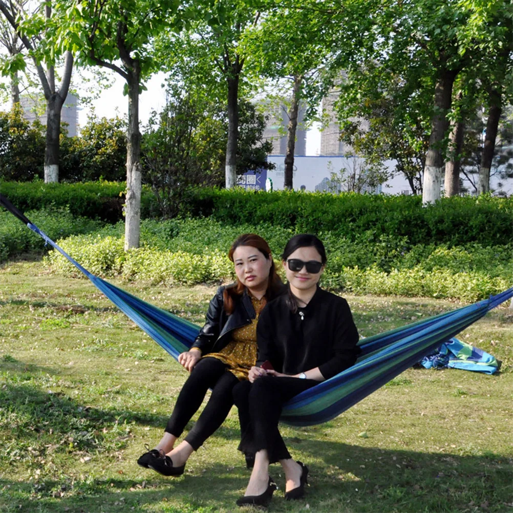 

1Set Rainbow Striped Canvas Hammock Portable Lightweight Durable Hammock for Camping Travel Outdoors