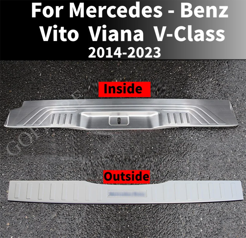 Accessoires de voiture pour Mercedes BENZ Vito Viano classe V V250 V260 W447 2014 – 2023, protection de pare-chocs arrière, plaque de protection de seuil de porte de coffre