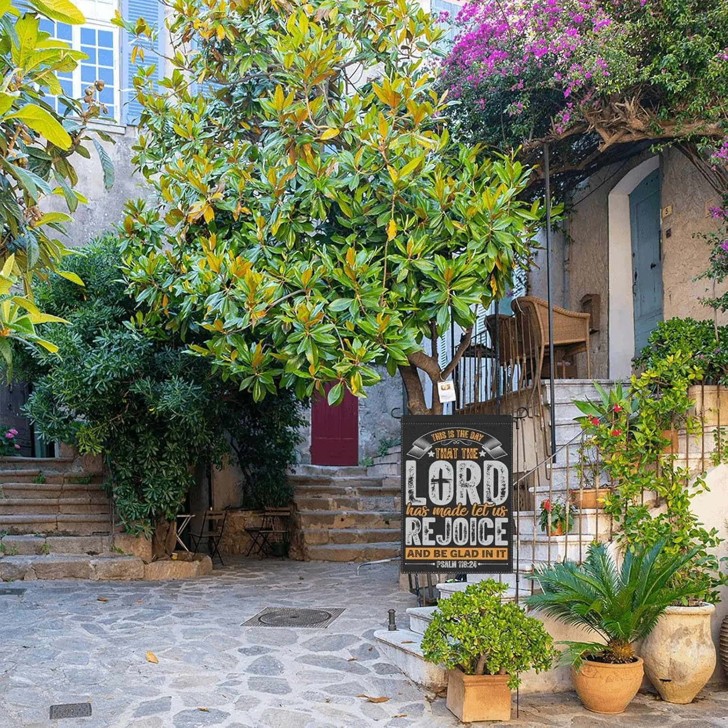 هذا هو اليوم الذي تصنع الرب دعنا أن نتوء به ونعمت به، علم الحديقة، لافتات ملهمة، أشياء الشرفة 28 × 40 هرتز