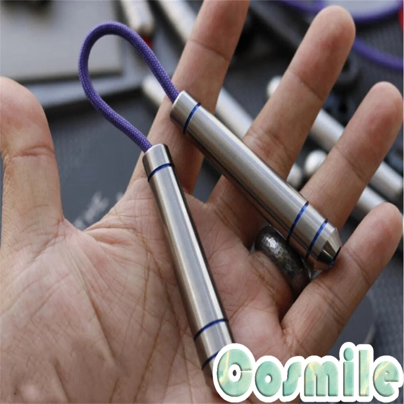 TC4 Begleri-edcパラシュートコード,パールペンダント付きストラップストラップ,スポーツ玩具,チュービネスバーンブルーti