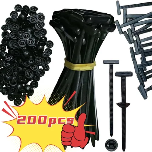 Imagen 1 del producto 200/100/50 unidades Bridas de Nylon con Bloqueo Automático y Clip de Empuje – Sujetacables con Liberación Rápida, Correas de Amarre para Tubos y Cables de Automóvil, Fijación y Organización Cintas sujetadoras para bric