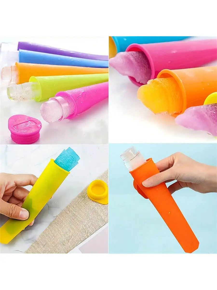 6pcs Random Color Silicone Popsicle Molds, Multi-Color Popsicle Maker, Popsicle Mold, Summer Popsicle Yogurt Bar Jelly Chocolate
