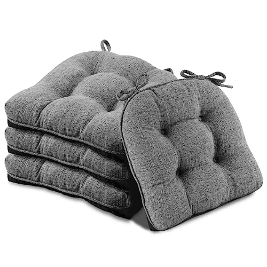 

Chair Cushions for Dining Chairs 4 Pack Chair Cushion with Ties and Non Slip Backing 15.5 x 15.5 Inch Tufted Kitchen Chair Pads