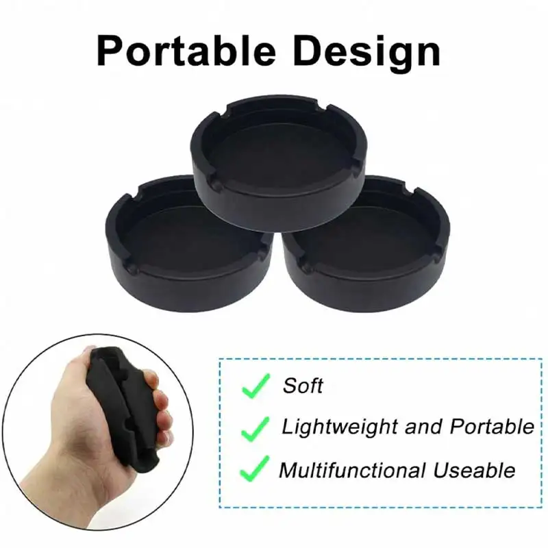 1Pc Black Round Cigar Ashtray Centerpiece Decoration Made of Sturdy and Flexible Silicone Material for Indoor and Outdoor Use
