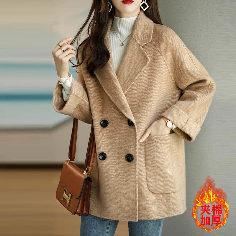 

Women Korean Style Long Sleeve Office Lady Trench Coat Wool Coat Elegance Coats and Jackets Women New In Autumn Winter Jacket