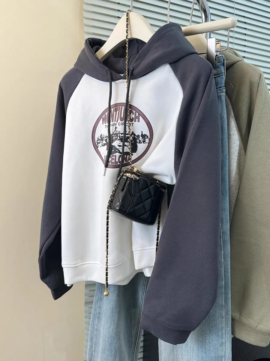 

Ретро-худи в американском стиле для женщин, весенне-осенняя тонкая модель в корейском стиле, модная студенческая свободная универсальная верхняя одежда в корейском стиле