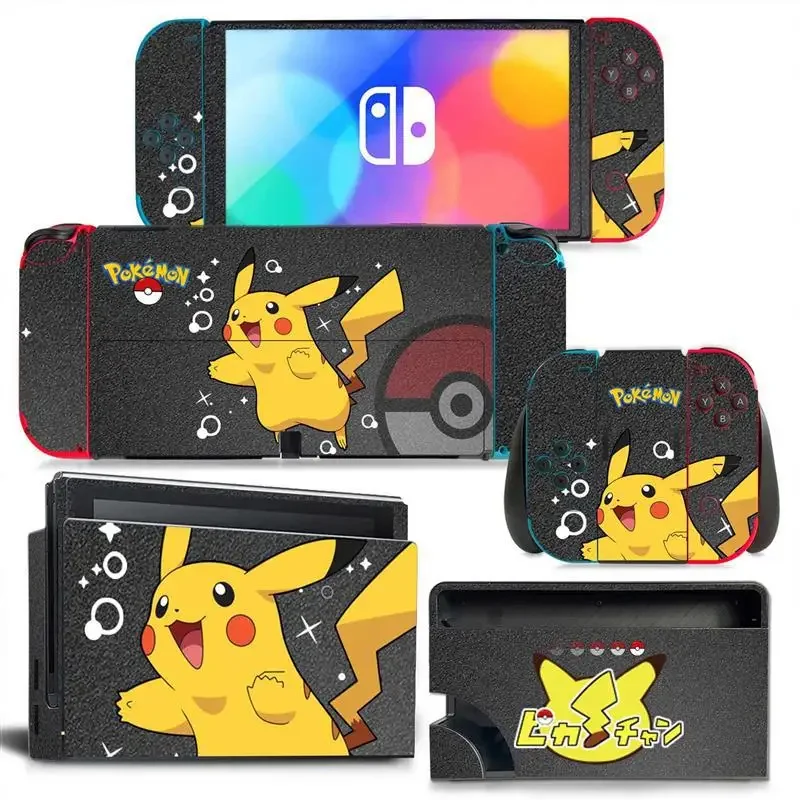 2023 Pokemon Pikachu Switch Oled Stickers  Game Console Skin Sticker Decal for Switch OLED Console Joy-con Controller Dock Skin