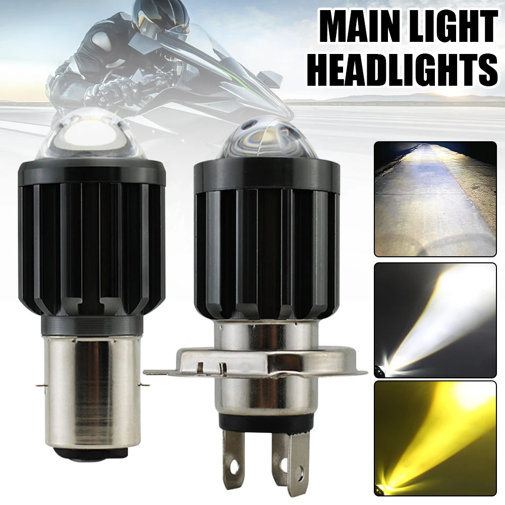 1pc H4 BA20D LED Motorcycle Headlight Bulbs CSP 10000Lm White Yellow Hi Lo Beam Fog Lamp Waterproof Motorbike Scooter Lamp