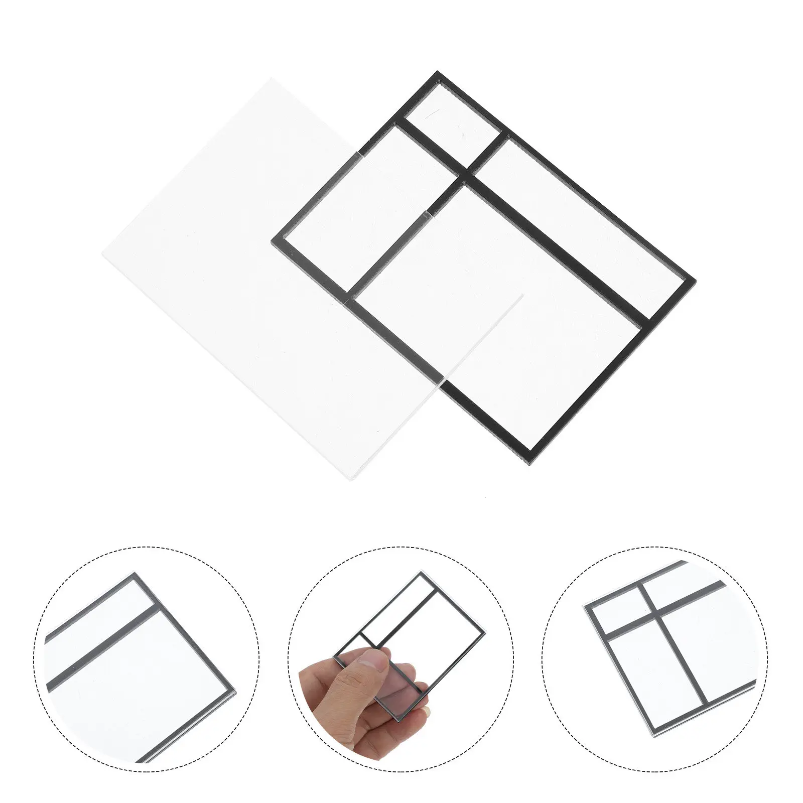 

2pcs Mini House Windows Acrylic Miniature Window Frame For Dollhouse Diy Craft Projects Realistic Building Decoration