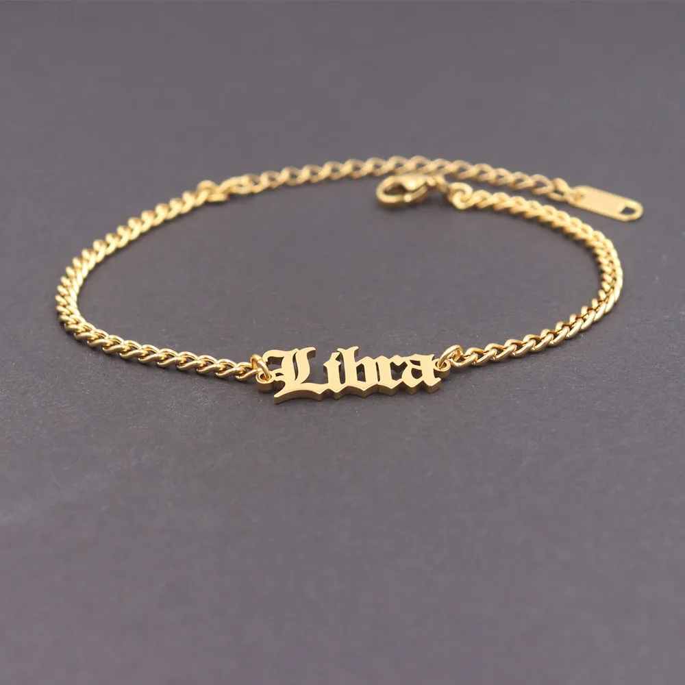 ابراج مجوهرات سلسلة للتقييد زودياك سوار الفولاذ المقاوم للصدأ عشاق التنجيم أساور كوكبة الجوزاء السرطان ليو الأساور #2