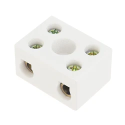 Made of Ceramic High Temperature Resistance 2 Way 15A 250V Ceramic Terminal Block White Porcelain Ceramic Connector
