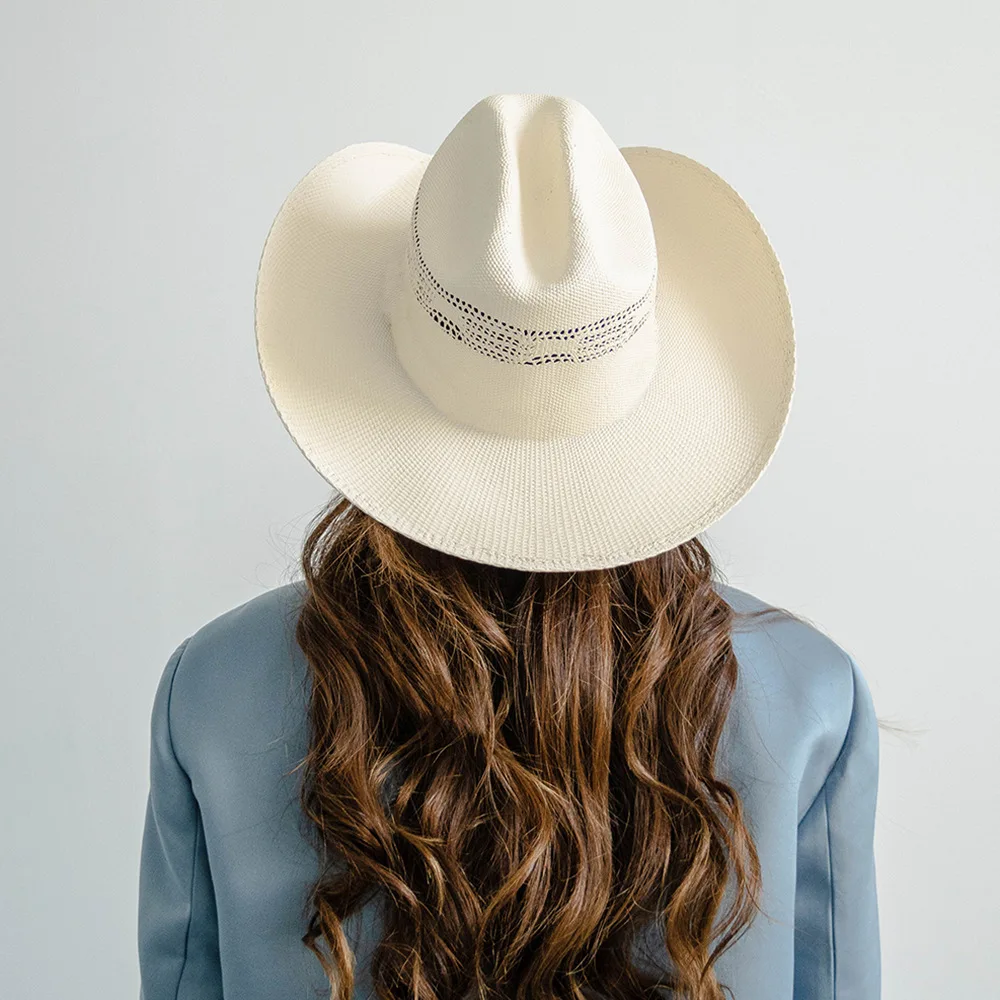 USPOP Spring and Summer Fashion Hardened Large Brim Woven Cowboy Hat Straw Sun Hat