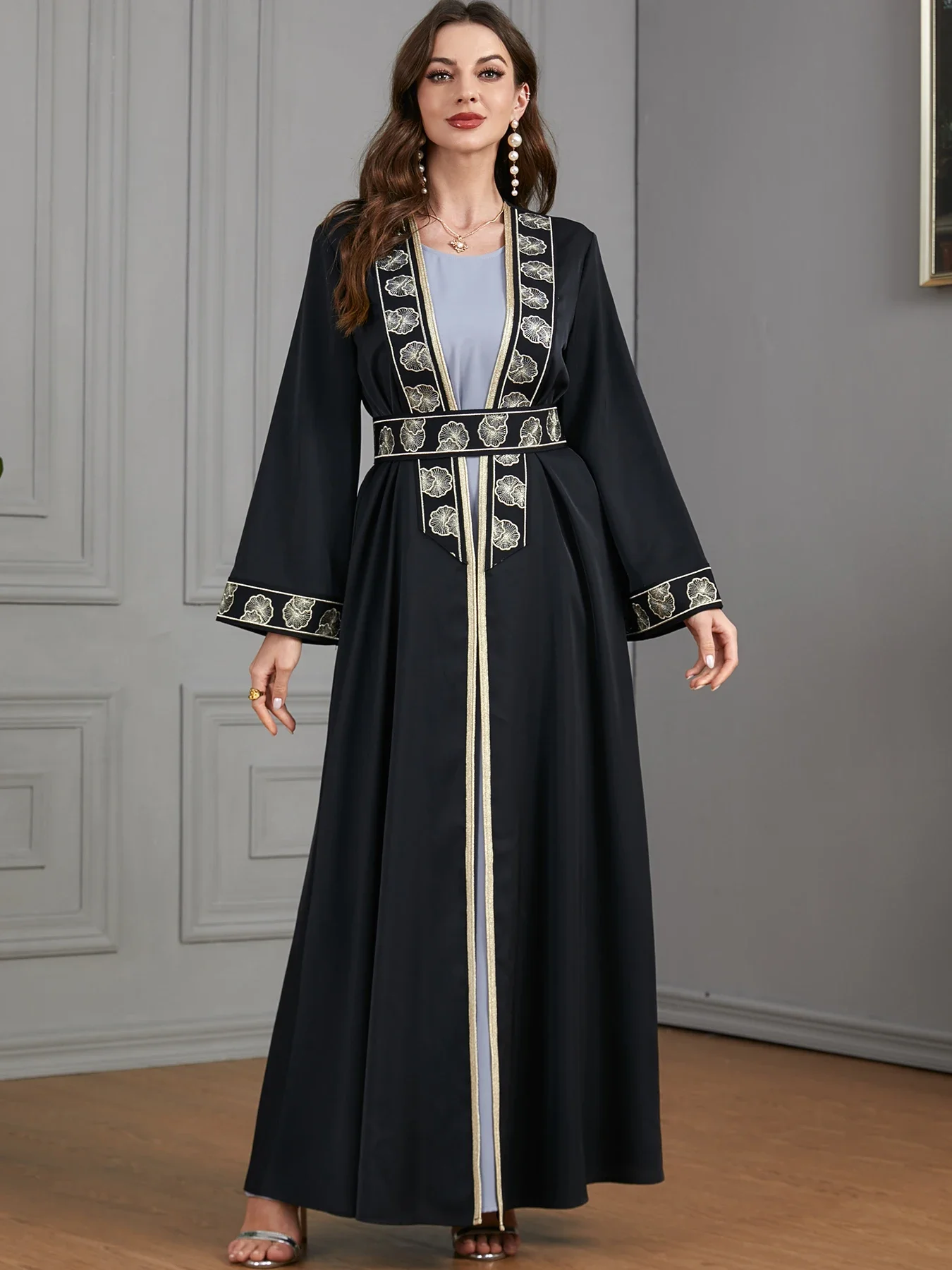 

Eid Morocco Party Dress Muslim Women Abaya Set 2 Piece Dress +open Abaya Prayer Caftan Dubai Turkey Longue Vestidos Largo 2024