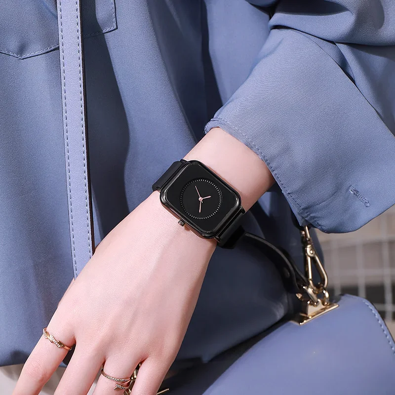 Leather Gold White Square Women Watch Waterproof Ladies Wrist Watch For Montre Femme 2024 Relogio Feminino Gift Female Clock