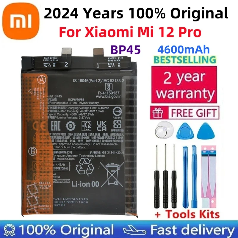 

2024 Years 100% Original New 4600mAh BP45 High Quality Battery For Xiaomi Mi 12 Pro Phone Replacement Batteries Fast Shipping