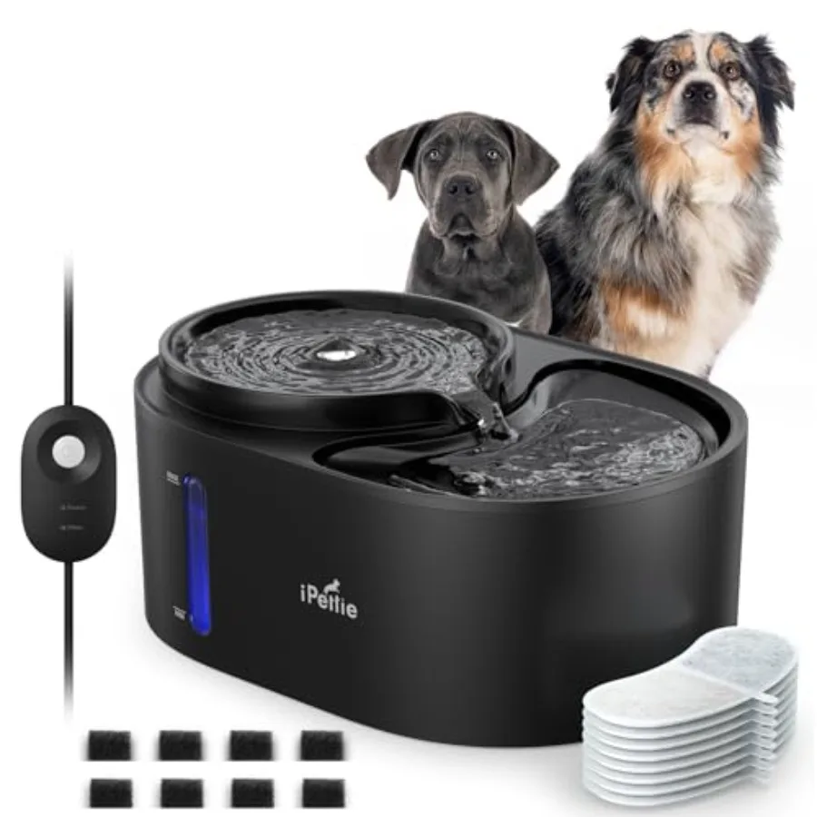 Bebedero para Gatos con 5 Etapas de Filtrado Higiénico, 2 Alturas para Beber, Alerta de Escasez de Agua, Luz Nocturna con Interruptor de Encendido/Apagado