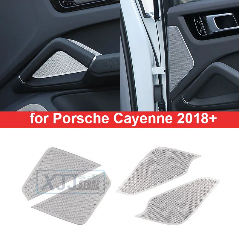 

Fit for Porsche Cayenne 2018 2020 2022 2023 2024 Stainless Auto Accessories Interior Door Speaker Audio Horn Cover Trim Frame