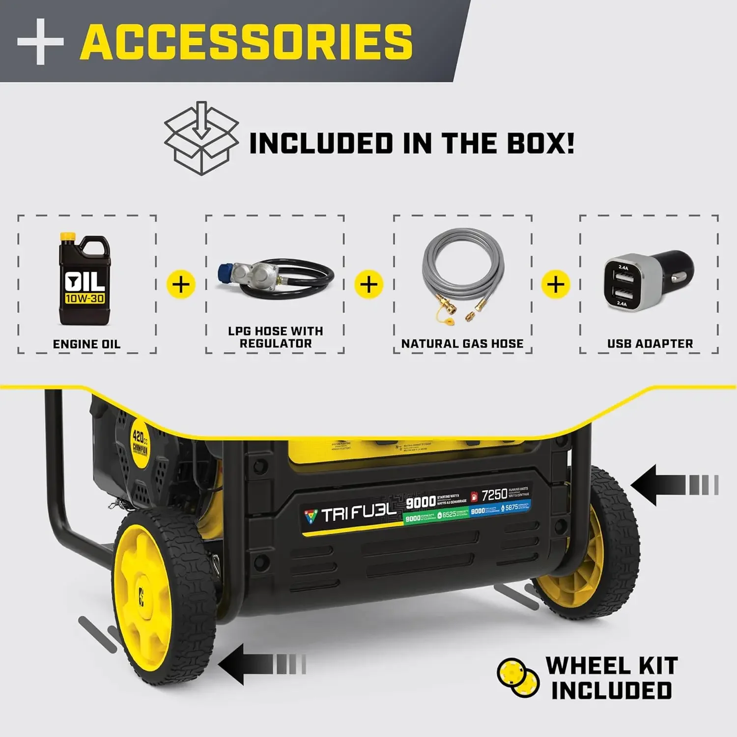 

[XMSJ-Limited Stock, Buy Now!]9000-Watt Electric Start Tri Fuel Home Backup Portable Open Frame Inverter Generator with Quiet Te