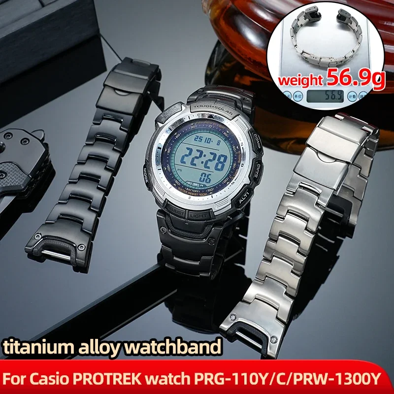 حزام سبائك التيتانيوم لسلسلة كاسيو PROTREK PRG-110Y/C/PRW-1300Y/PRG-130Y/PRW-1500Y ملحقات حزام الساعات من السيليكون الراتنج للرجال #1