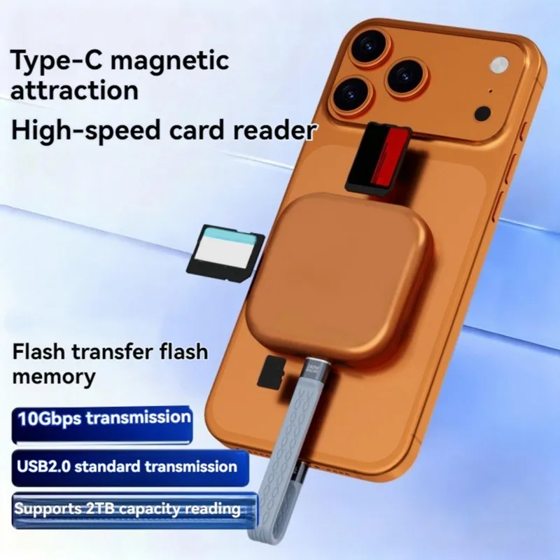 Super Deal -Ultra-Thin Magnetic Card Reader Multi-Function Portable Back-Clip Universal Camera High-Speed Support For SD, TF, MS