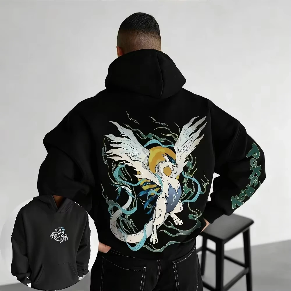 Pokemon lugia hoodie masculino outono inverno solto casual americano hip hop plus size camisola topo genuíno anime impressão pulôver y2k