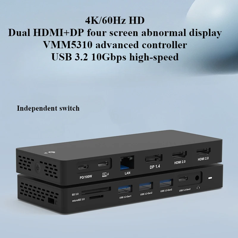 

Док-станция с двумя портами HDMI + DP, 4K 60 Гц, 10 Гбит/с