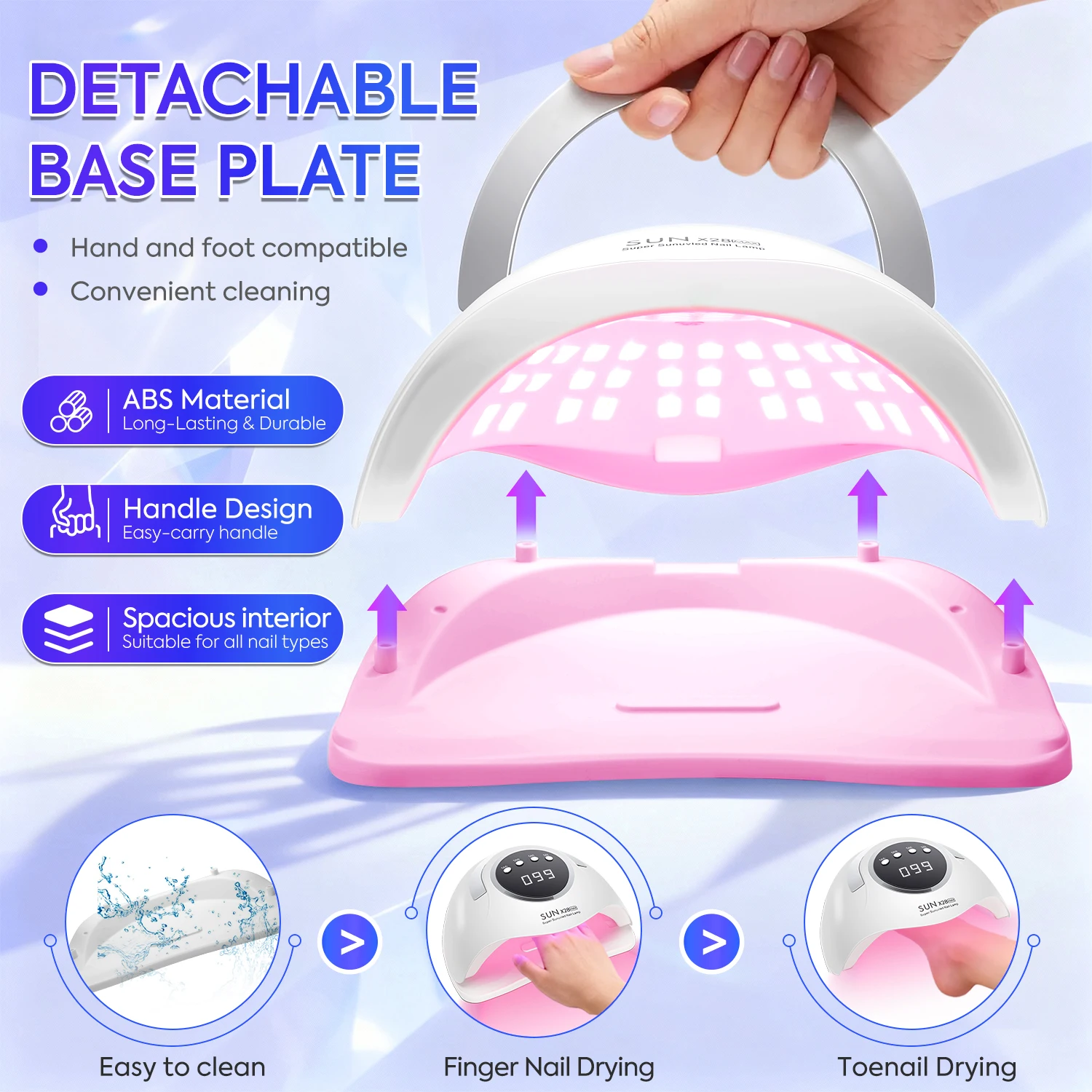 380W UV LED Asciugatrice per unghie Macchina per unghie 90LED Gel Polish Curing Lampada per manicure con manico Luci rosse Lampada per unghie per salone