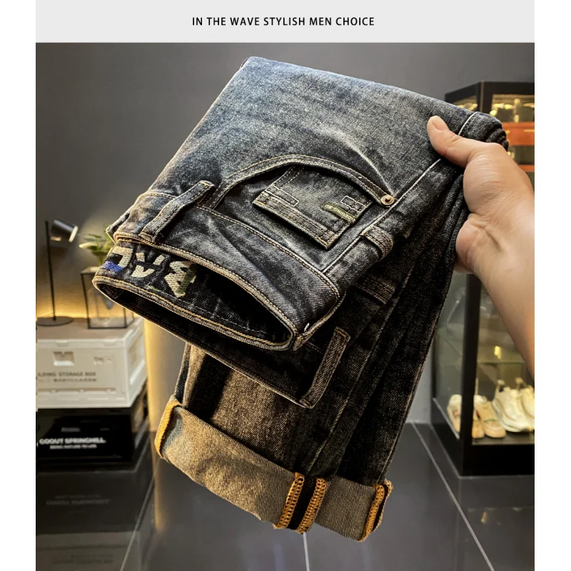 

Красивая одежда, мужские рваные джинсы в американском стиле ретро, осень 20225, новые стильные узкие повседневные брюки-шаровары