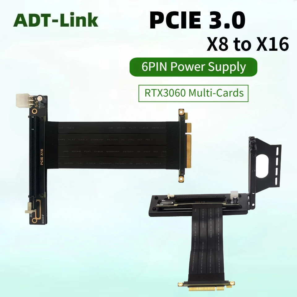 PCI-E 8X To 16X Slot Riser Cable Extension Flexible Mining PCIE 8X Male To PCI-E 16X Female Gen3 For RTX3060 Graphics Multi Card