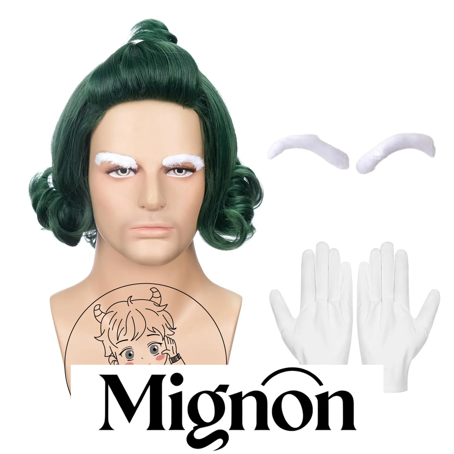 

Willy Wonka & the Chocolate Factory Oompa Loompa Cosplay Wig Happy Candy House Halloween Green Curly Hair Halloween Gift