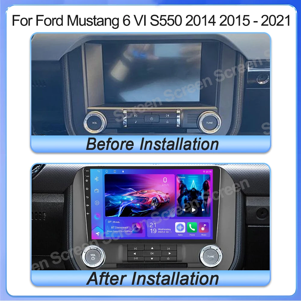 أندرويد 15 لفورد موستانج 6 VI S550 2014 2015 2016 2017 - 2021 الملاحة مشغل وسائط متعددة 2 din شاشة تعمل باللمس واي فاي بلوتوث