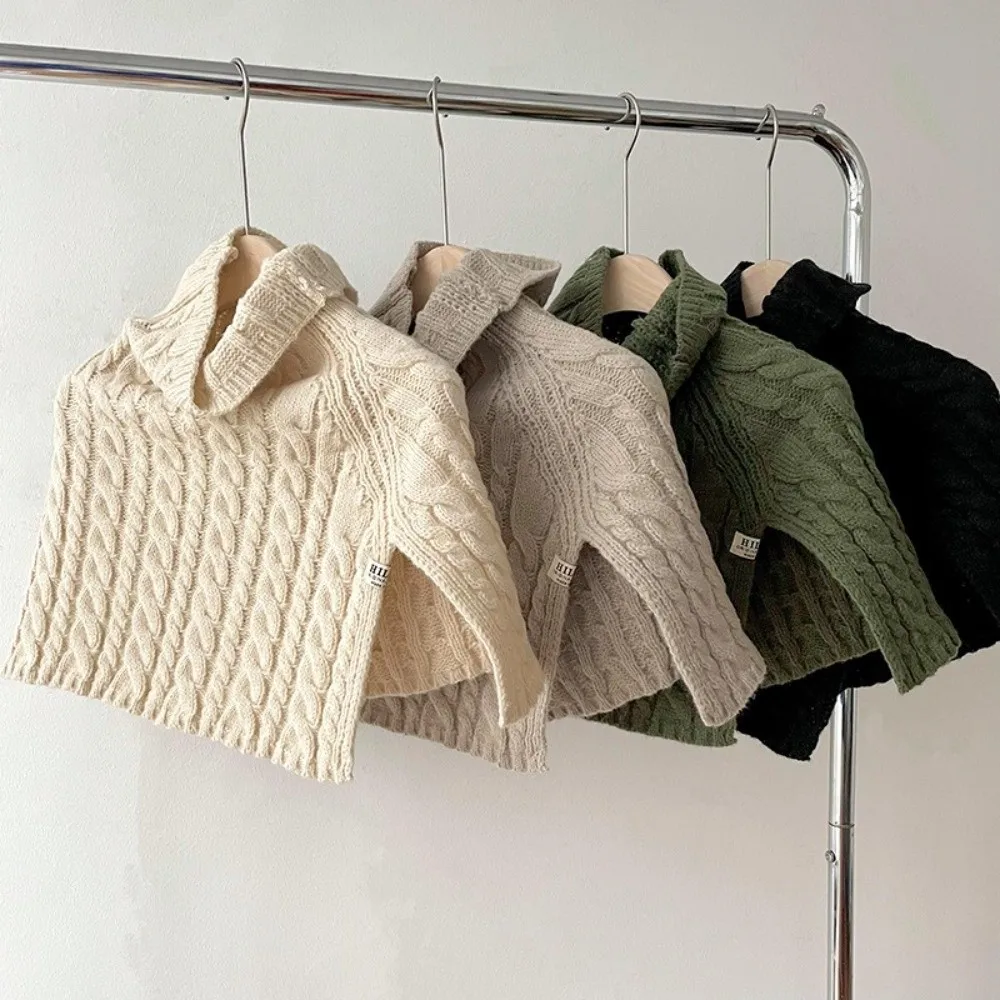 

Модный толстый вязаный теплый пуловер, шарф с разрезом, вязаная шаль с высоким воротом, однотонный утеплитель для шеи для женщин