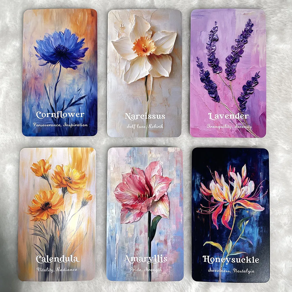 Flowers Tarot Cards, Blossoms Of Wisdom Oracle Cards, 56-Cards With PDF Guidebook, Beautiful Oracle Deck, Clarity Cards, 12x7cm