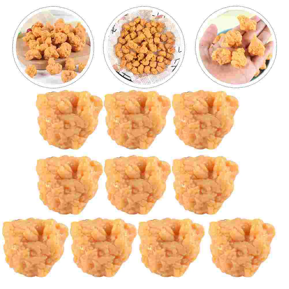 

10 Pcs Simulated Food Lifelike Props Simulation Popcorn Chicken Nuggets Showcase Model Child