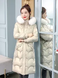 Pardessus à capuche avec col en fourrure pour femme, veste d'hiver, parkas pour femme, parka matelassurera en coton chaud, vêtements d'extérieur optiques, nouveau, 2023