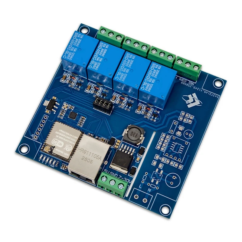 Modbus 4-CH Relay Module with Case 100 Mbps Wired Ethernet Port Wi-Fi Bluetooth 7-24V Power Supply