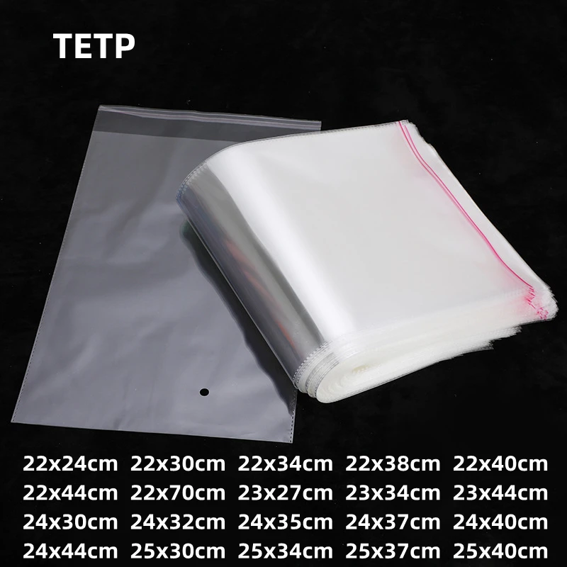 TETP 100Pcs Self Adhesive Bag With Glued Edge Home Travel For Clothes Towel Book Storage Packaging OPP Plastic Bag Cellophane