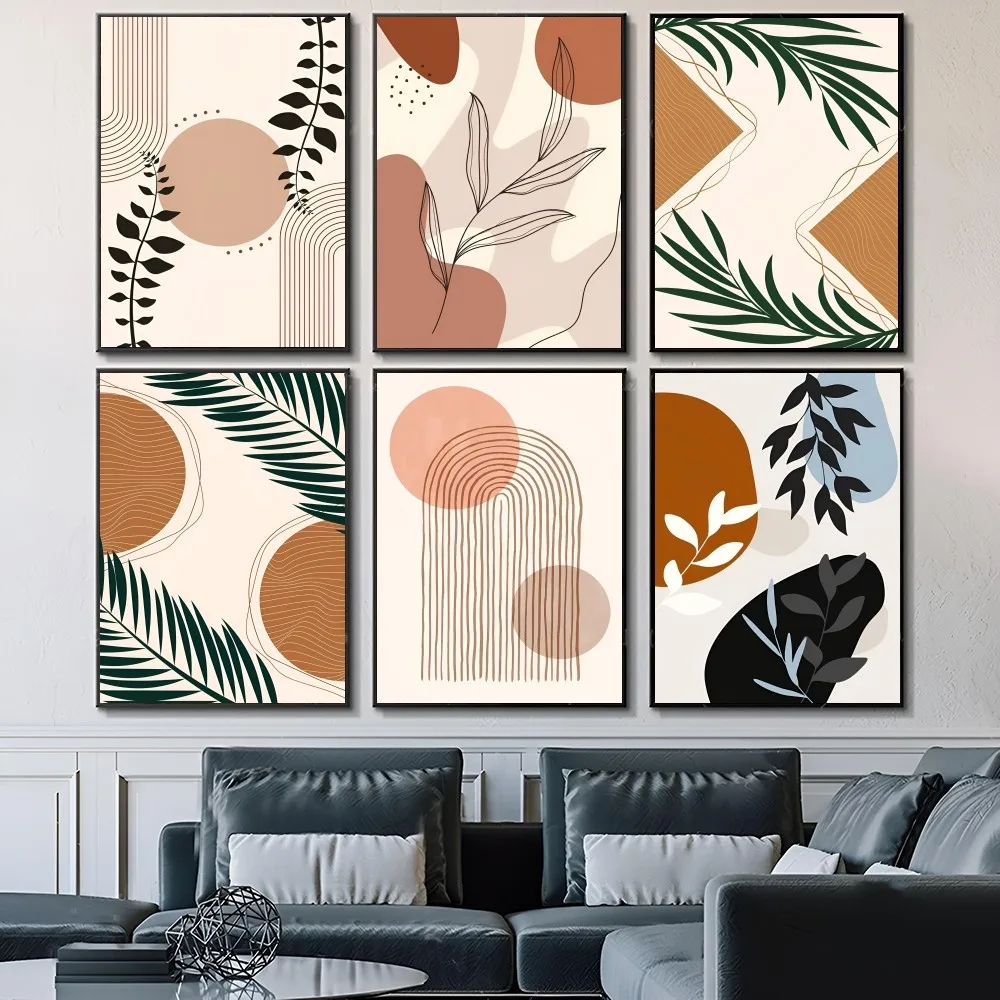 1PC Modern Boho Leaves Poster Paper Print Home Living Room Bedroom Entrance Bar Restaurant Cafe Art Painting Decoration