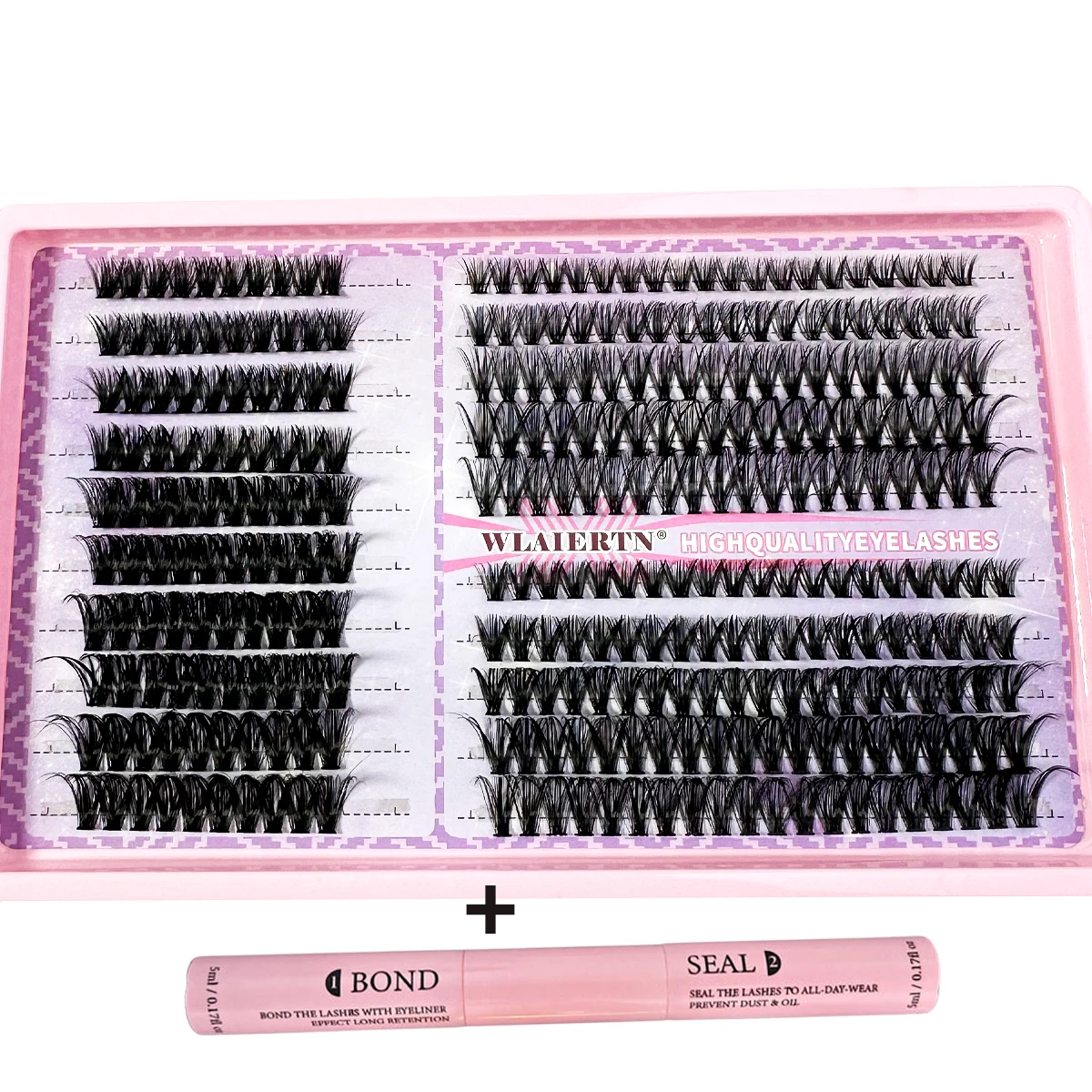 300 Stück Wimpern-Cluster-Wimpern + Klebeset, flauschige Einzelwimpern, Volumen, gemischtes Tablett, künstliche Nerzwimpern, Wimpernverlängerung, Make-up