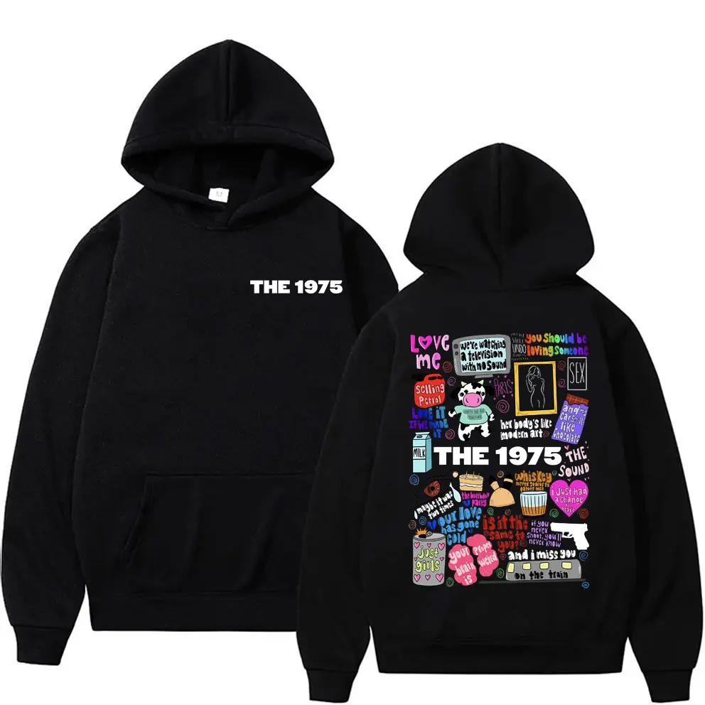 

British Indie Alternative Rock Band The 1975 Lyric Graphic Print Hoodie Male Funny Hoodies Men's Hip Hop Oversized Streetwear